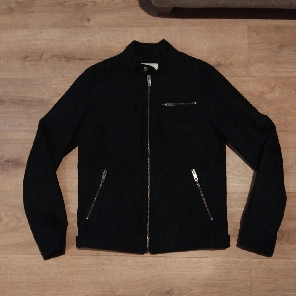 Jack and Jones Black Suede Racer Jacket